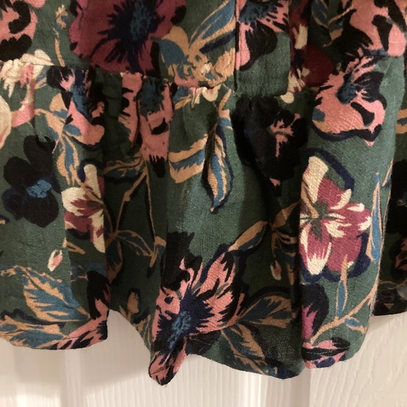 Free People Green Floral Dress Long Sleeve Square Neck Button Front Mini - Picture 5 of 8